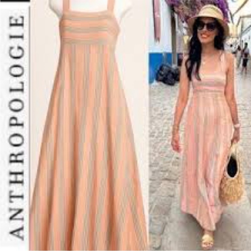 ANTHROPOLOGIE | Maeve Linen Blend Tie-Back A-Line Dress